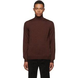 Lanvin Wool Turtleneck Knit Sweater Size XL Slim Mens Burgundy